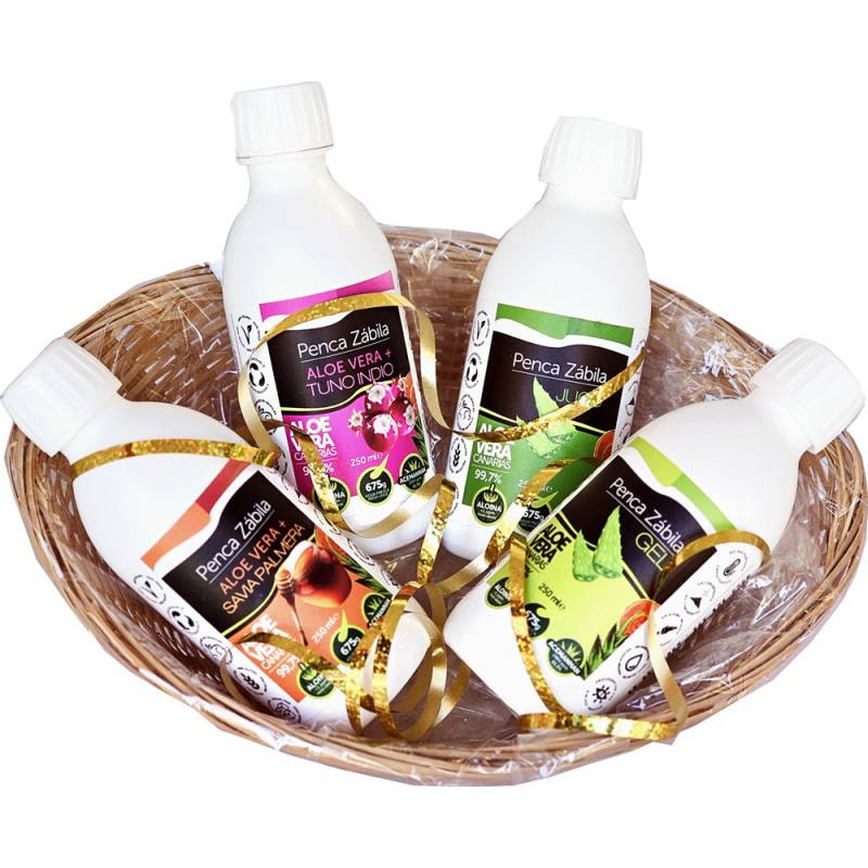 Gift Basket Pure Aloe Vera 3 Juices + Gel 4x 250ml
